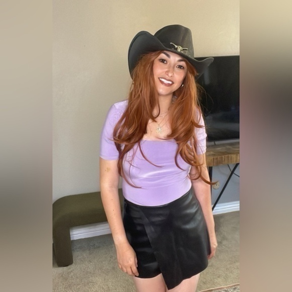 black leather skorts